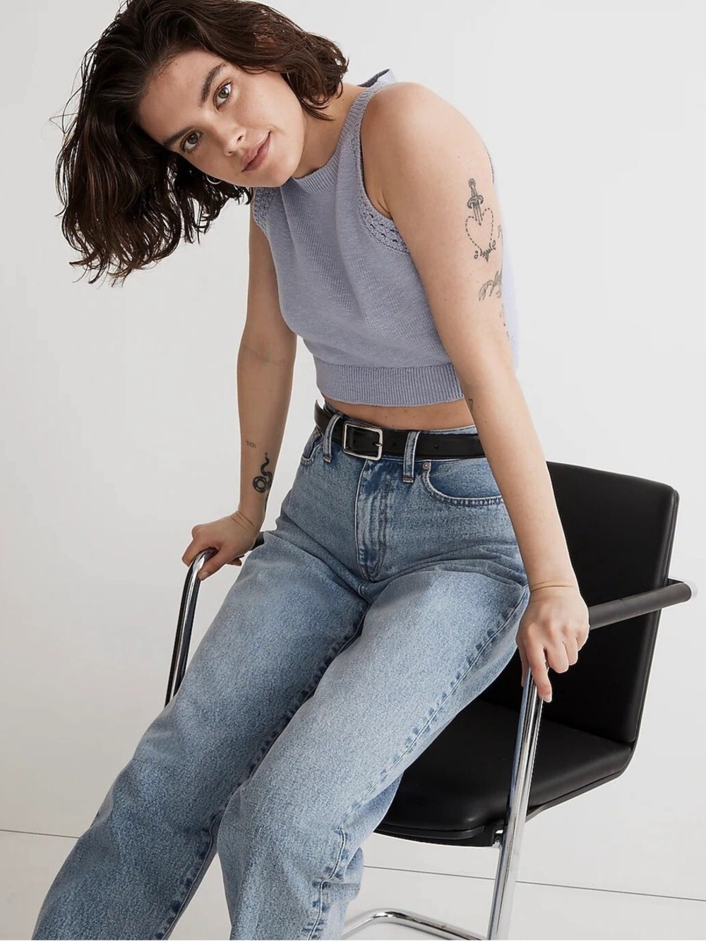 Madewell Crochet Trim Crop Sweater Tank top